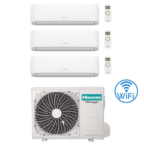 Climatizzatore Condizionatore Hisense Hi Comfort Wifi R32 Trial Split Inverter 9000 + 9000 + 12000 Btu Con U.e. 3amw52u4rjc Classe A++/a+