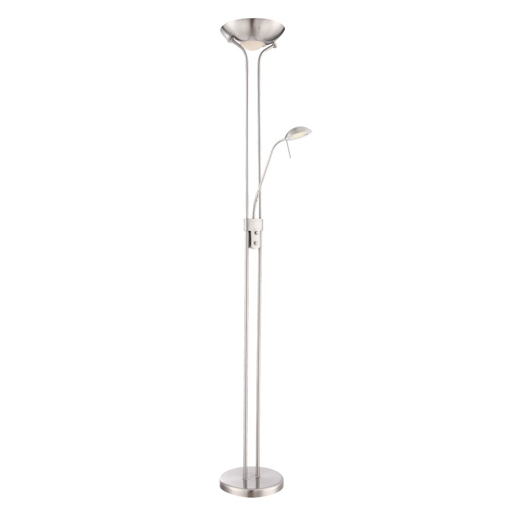 GLOBO LIGHTING Deckenfluter LEONAS mit Leselampe, LED-Stehleuchte aus Nickel und Glas, warmweiß, 180 cm Höhe, grau - Bild 3