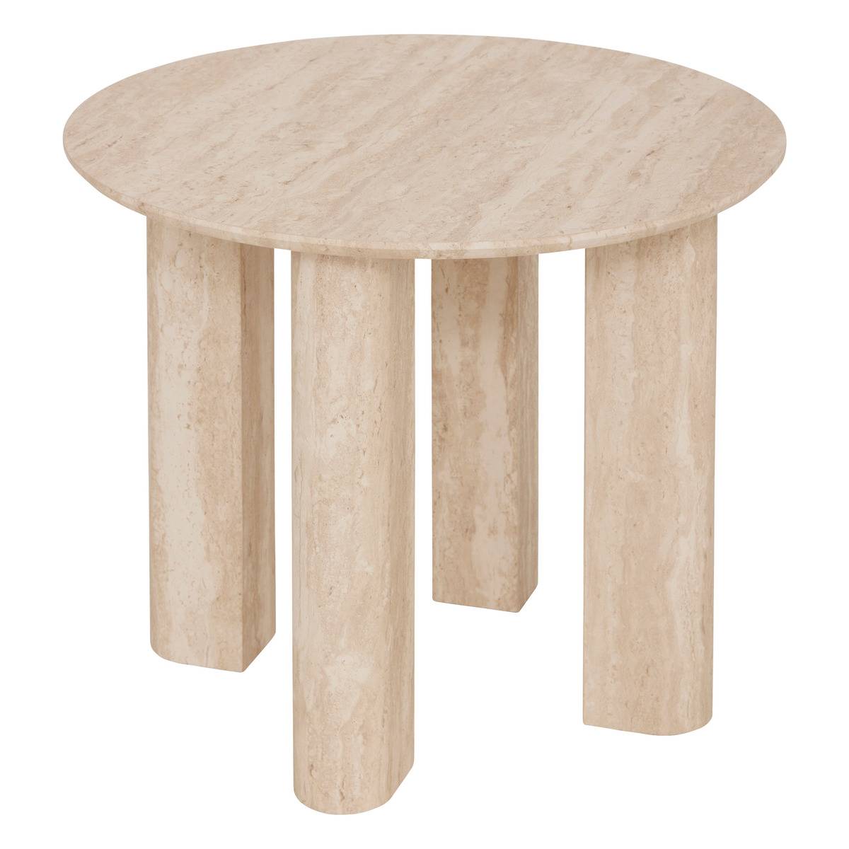 Atmosphera – Table D'Appoint Ronde D50,5 Cm En Mdf Effet Travertin