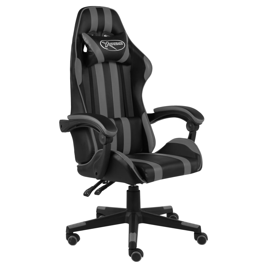 Vidaxl Grau Gaming-Stuhl Schwarz Und Kunstleder