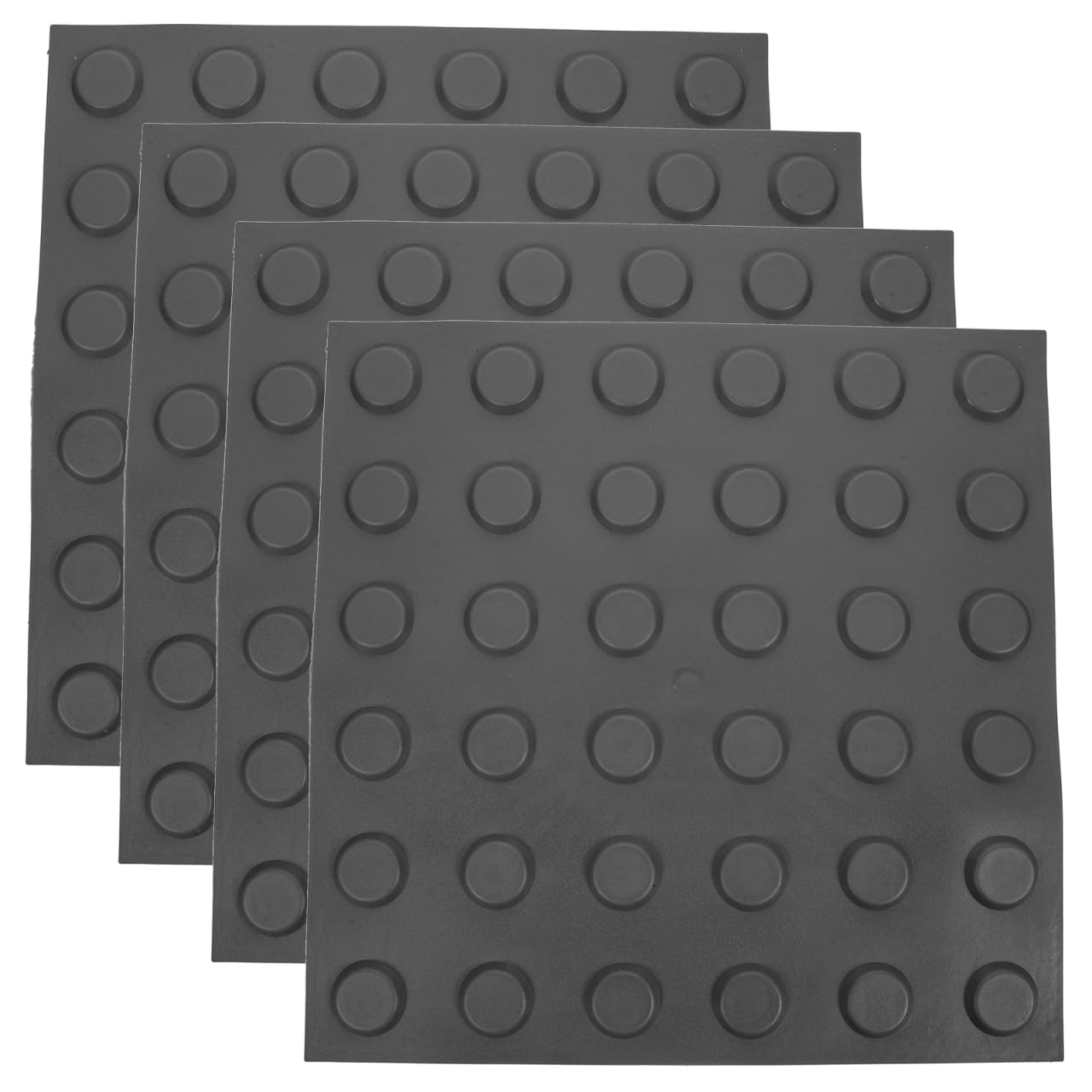 Dalles podotactiles autocollantes en caoutchouc et PVC, gris foncé, lot de 4