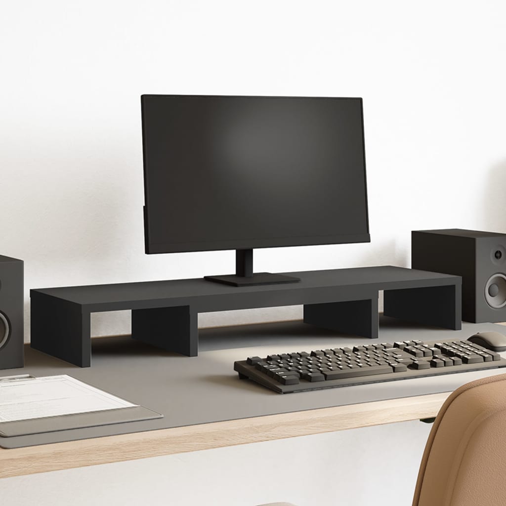 Vidaxl - Monitor Stand Riser Adjustable Black 80x24x10.5 Cm Engineered Wood