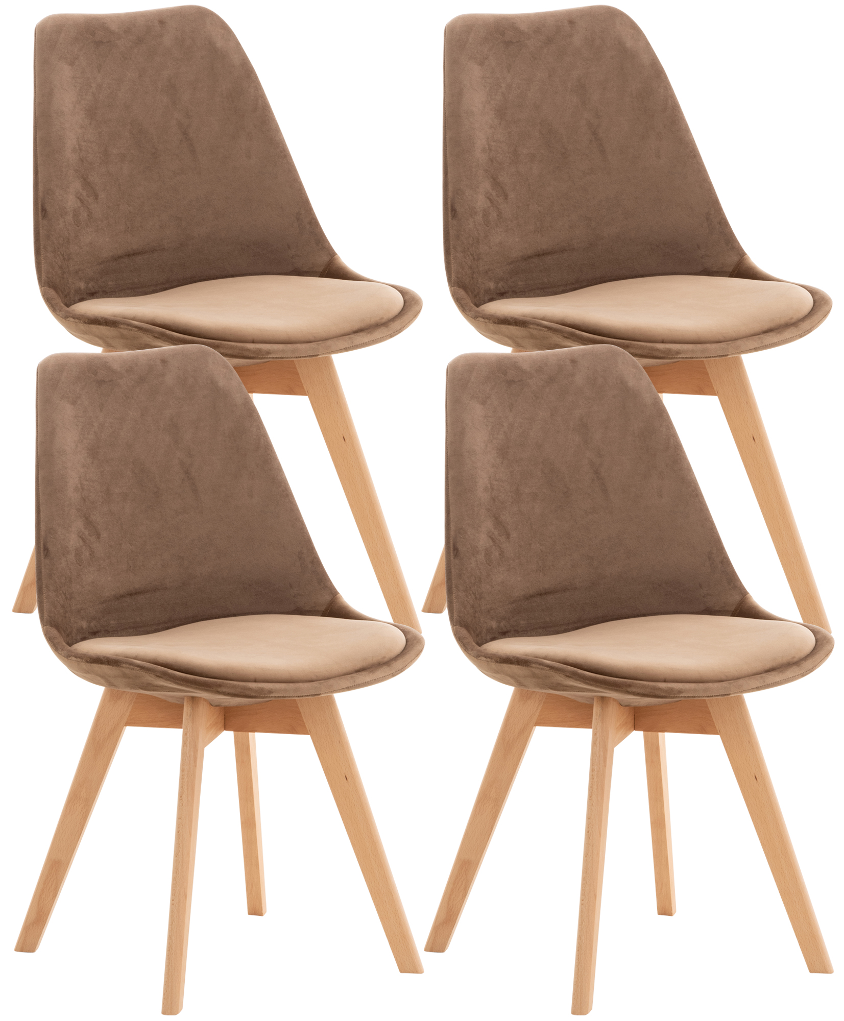 Lot de 4 chaise clp interieur non pliable H. 83 cm en bois marron