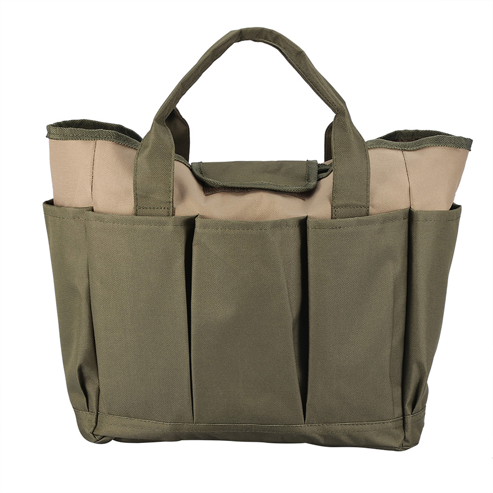 Sac de rangement d'outils de jardin en tissu Oxford, 34,3 × 17,2 × 30,5 cm, vert et kaki, pochette incluse