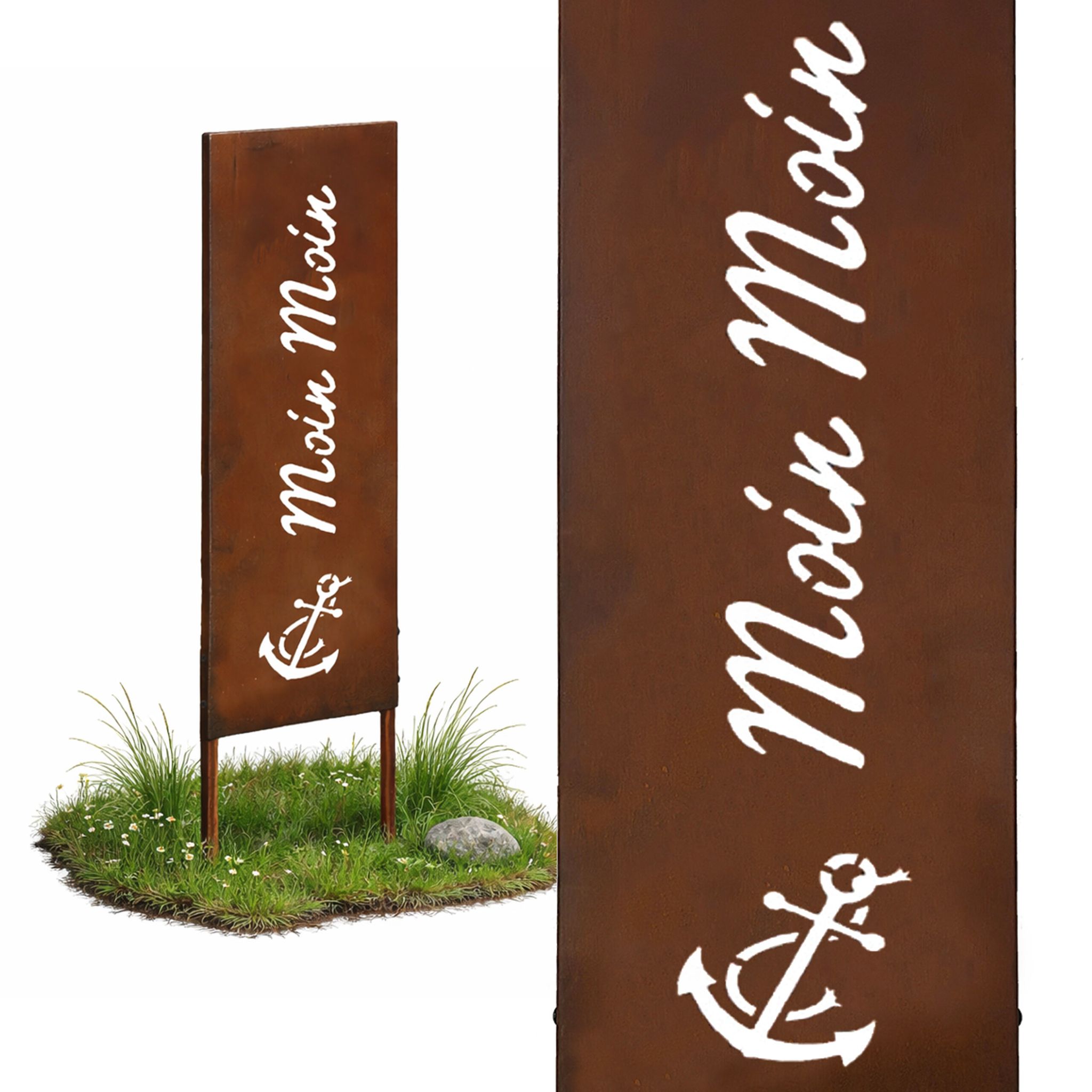 Relaxdays Decoración Óxido Moin Moin, 85 x 28 cm, Estaca de Jardín Resistente