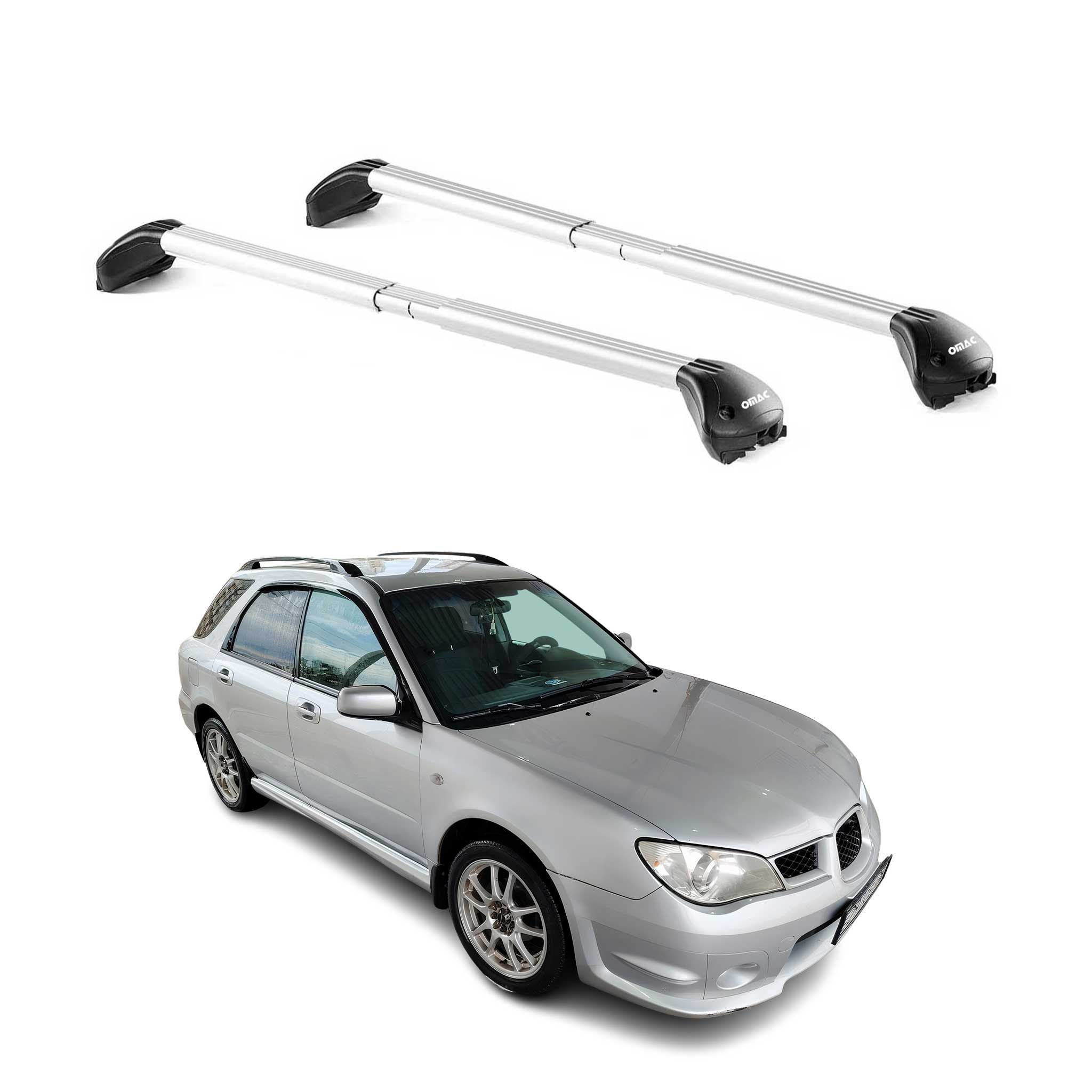 Omac Dachträger Querträger Tüv Geprüft Für Subaru Impreza Kombi 1993-2011 – Abschließbar (4 Schlösser) – Max 100 Kg – Edelstahlband + Gummischutz Silber 8683828938889
