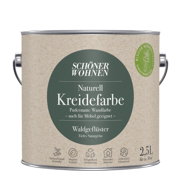 Schoner Wohnen - Schöner Wohnen Naturell Kreidefarbe 2,5 Ltr. Waldgeflüster Tiefes Naturgrün