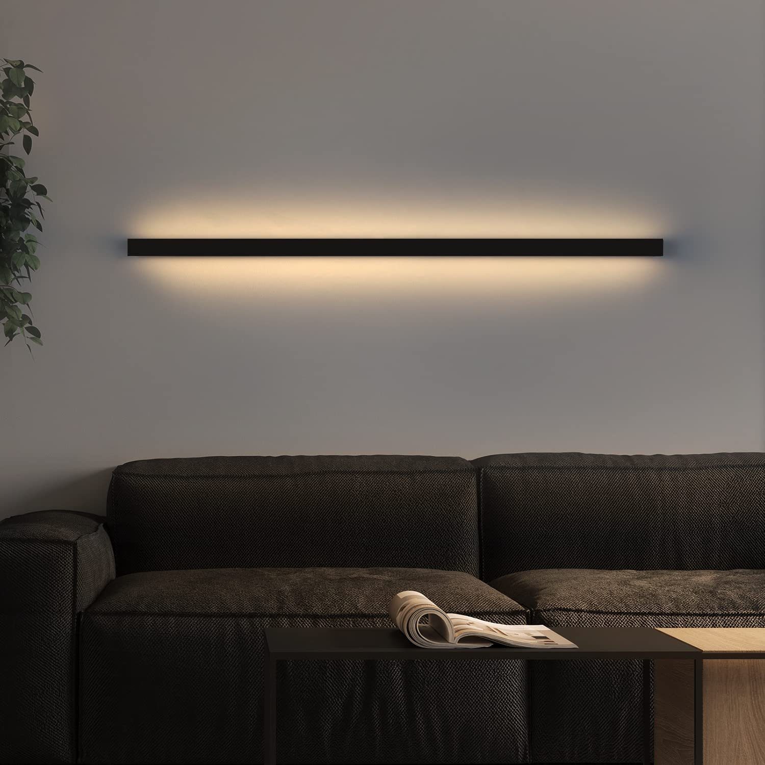 Applique Murale Led Intérieur - Moderne 80cm 27w Couloir Up Down Blanc Chaud Lampe De Couloir Lampe De Salon Lampe De Lit Noire Éclairage Mural - Gbly
