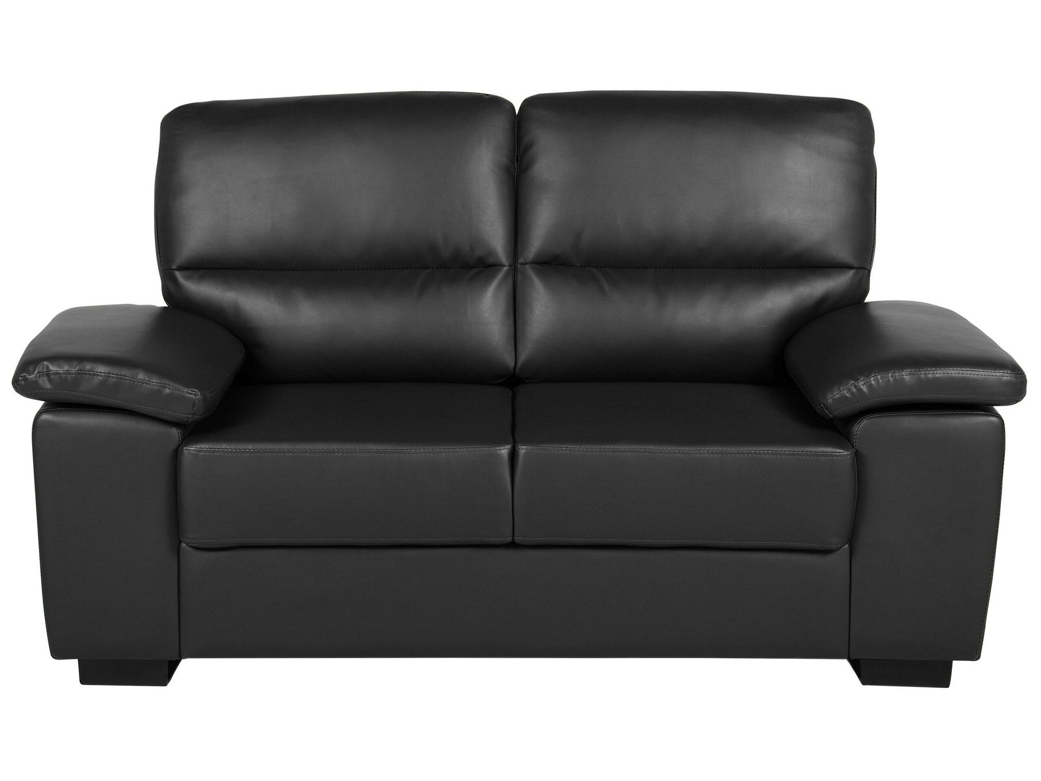 Beliani - Traditional Living Room Sofa 2 Seater Black Faux Leather Vogar