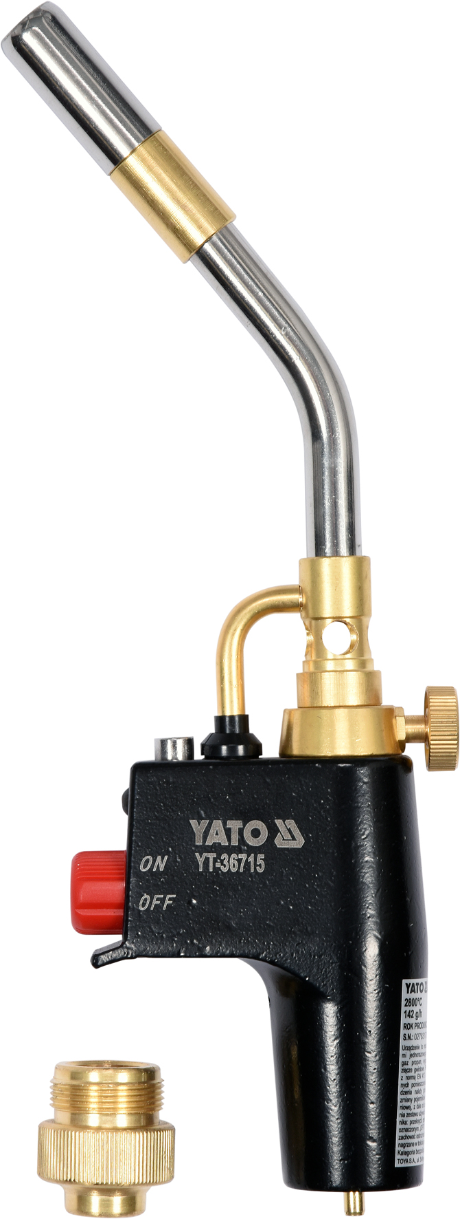 Yato Lötbrenner Bunsenbrenner Lötlampe 2800° Gasbrenneraufsatz Piezo-Zündung Gaslötlampe
