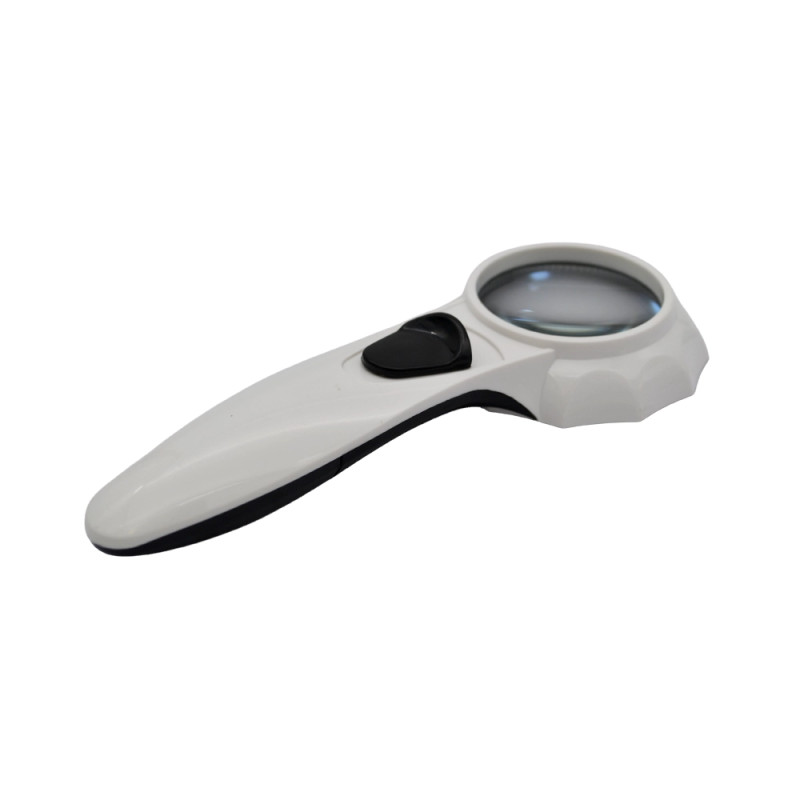 Loupe à main avec poignée ergonomique et éclairage LED intégré, diamètre 75 mm