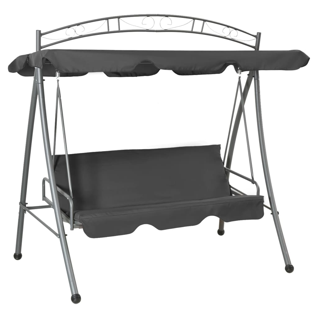 45074 Outdoor Swing Chair With Canopy Anthracite 198x120x205 Cm Steel Vidaxl