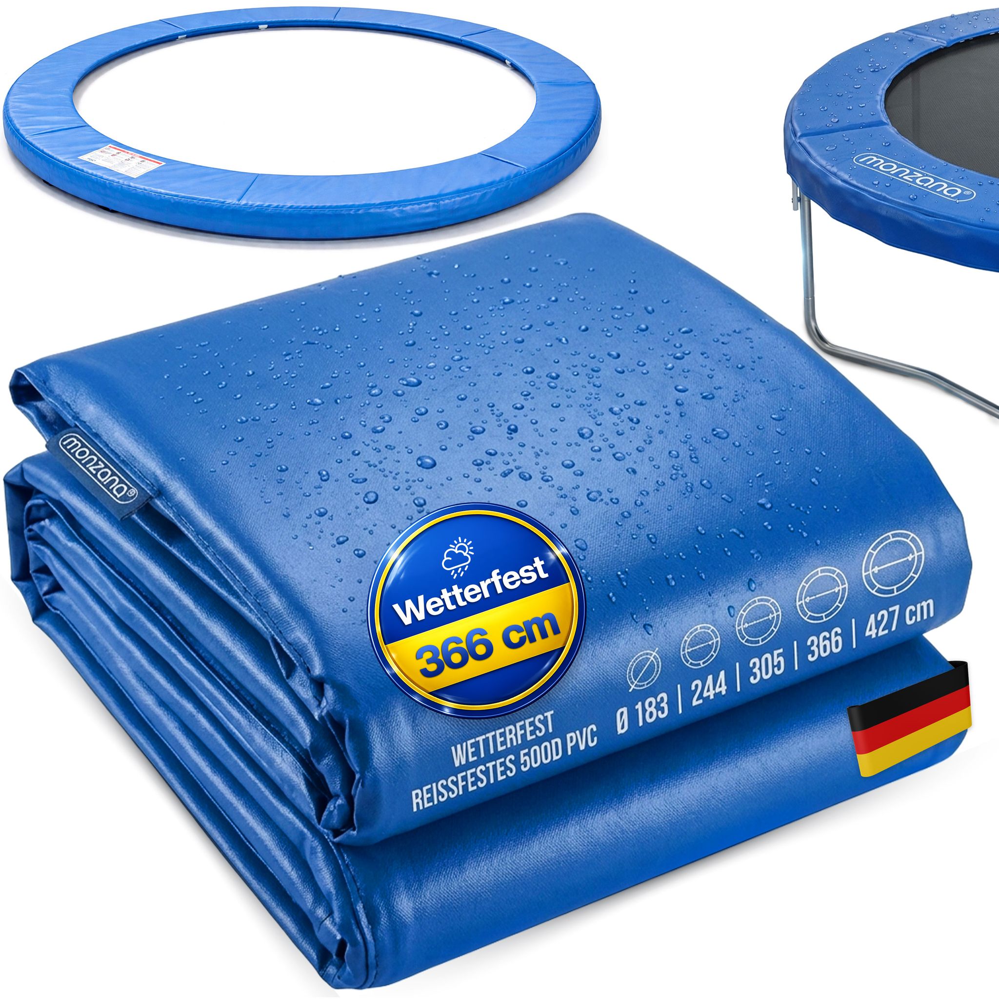Trampolin Randabdeckung Ø 183 244 305 366 427cm 30cm Breit 100% Uv-beständig Reißfest Wetterbeständig Universell Federabdeckung Randschutz 366cm - Monzana
