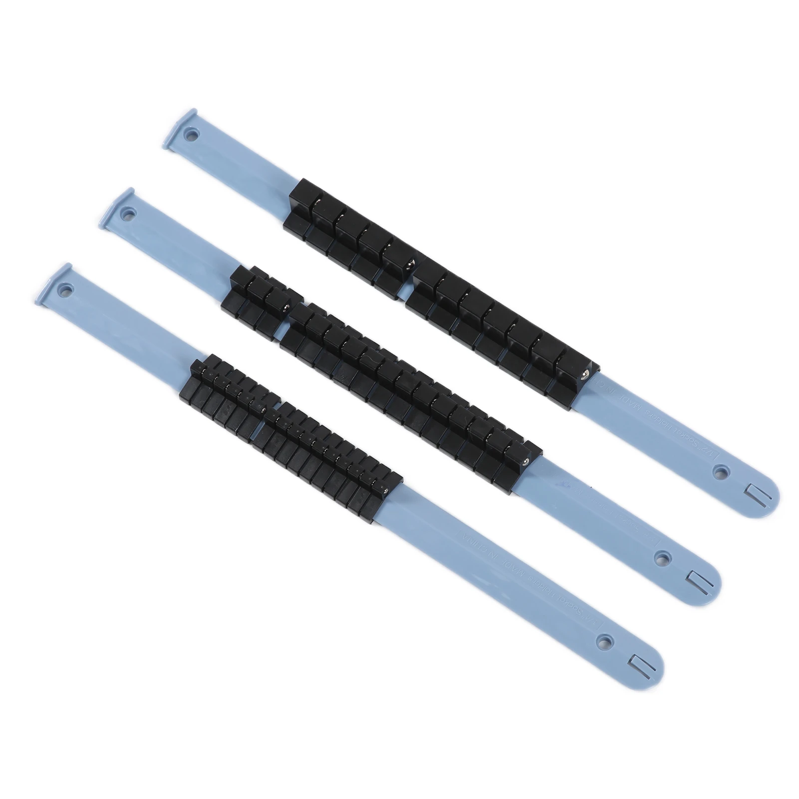 Support de douilles 1/4", 3/8" et 1/2" en ABS bleu, lot de 3