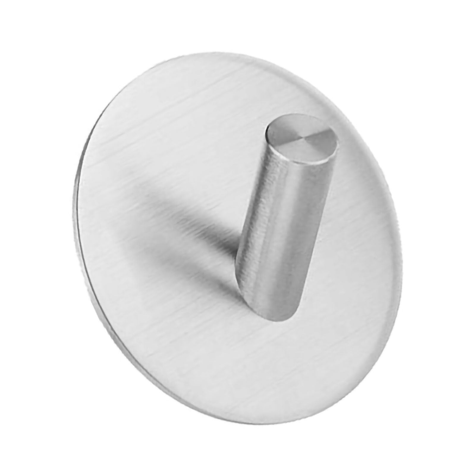 Crochet adhésif rond en acier inoxydable brossé, gris argenté, 45 x 45 mm, sans perçage