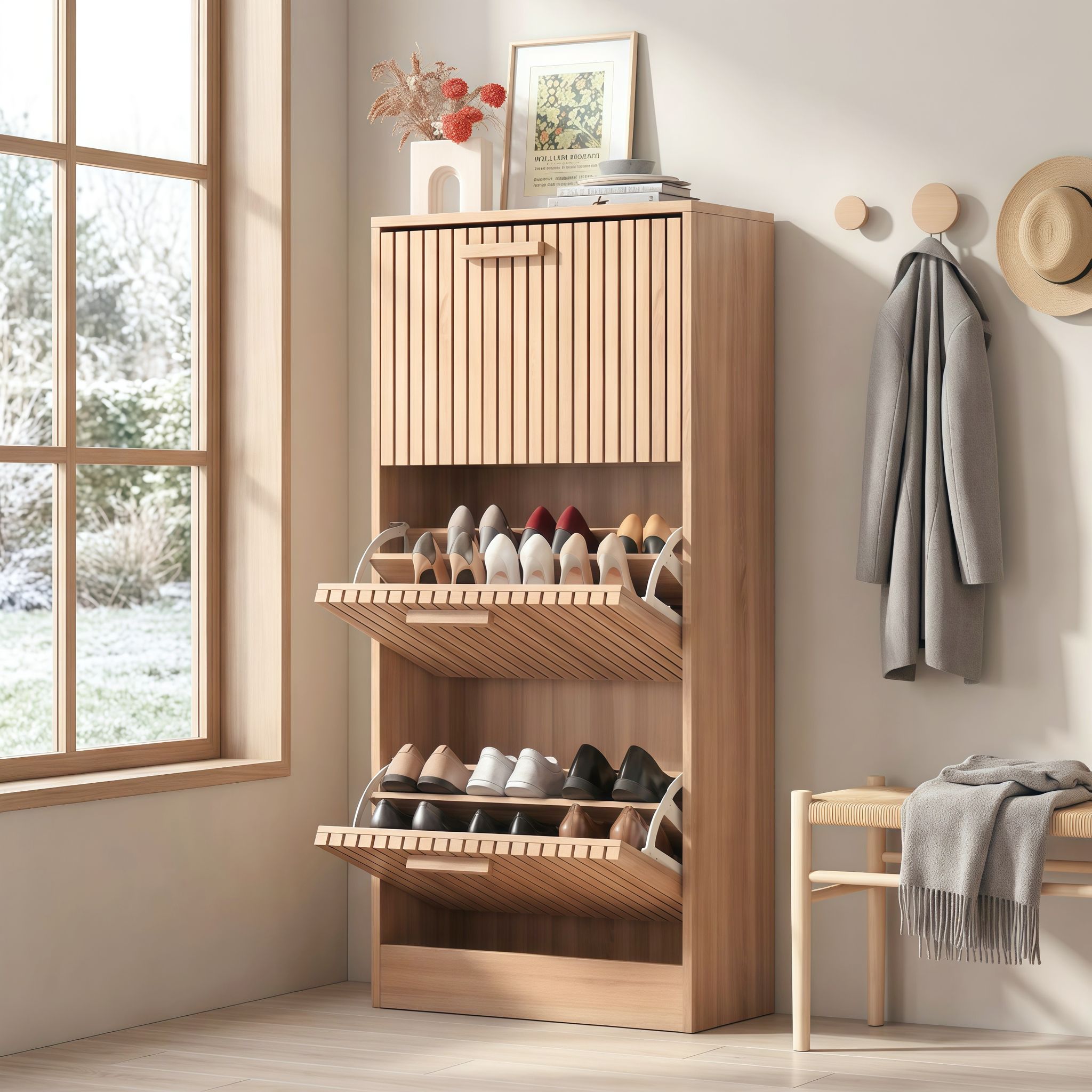 Dans Les Nuages – Meuble À Chaussures Pliable 60 Cm – Structure En Bois