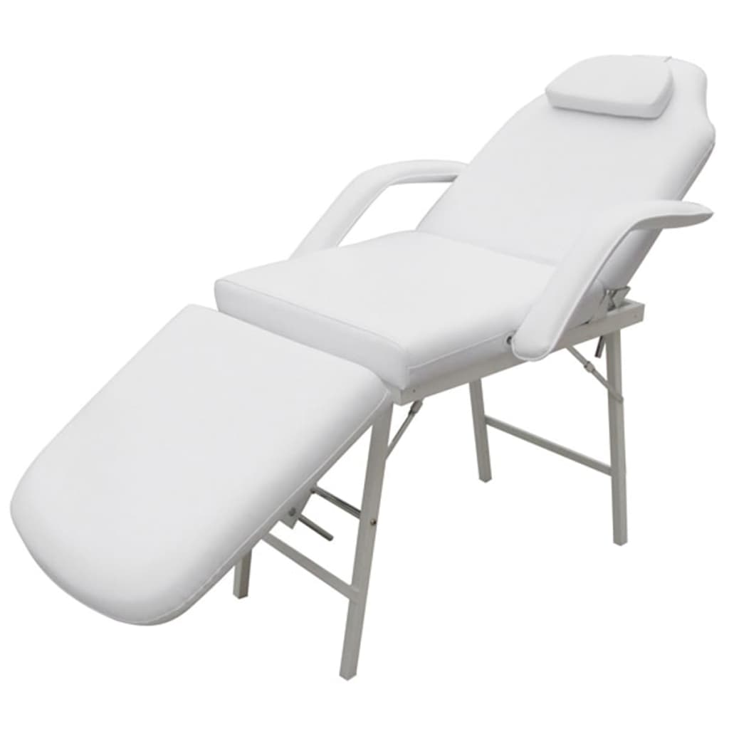 Vidaxl Kosmetikstuhl Tragbar Kunstleder 185×78×76 Cm Weiß 8718475813231