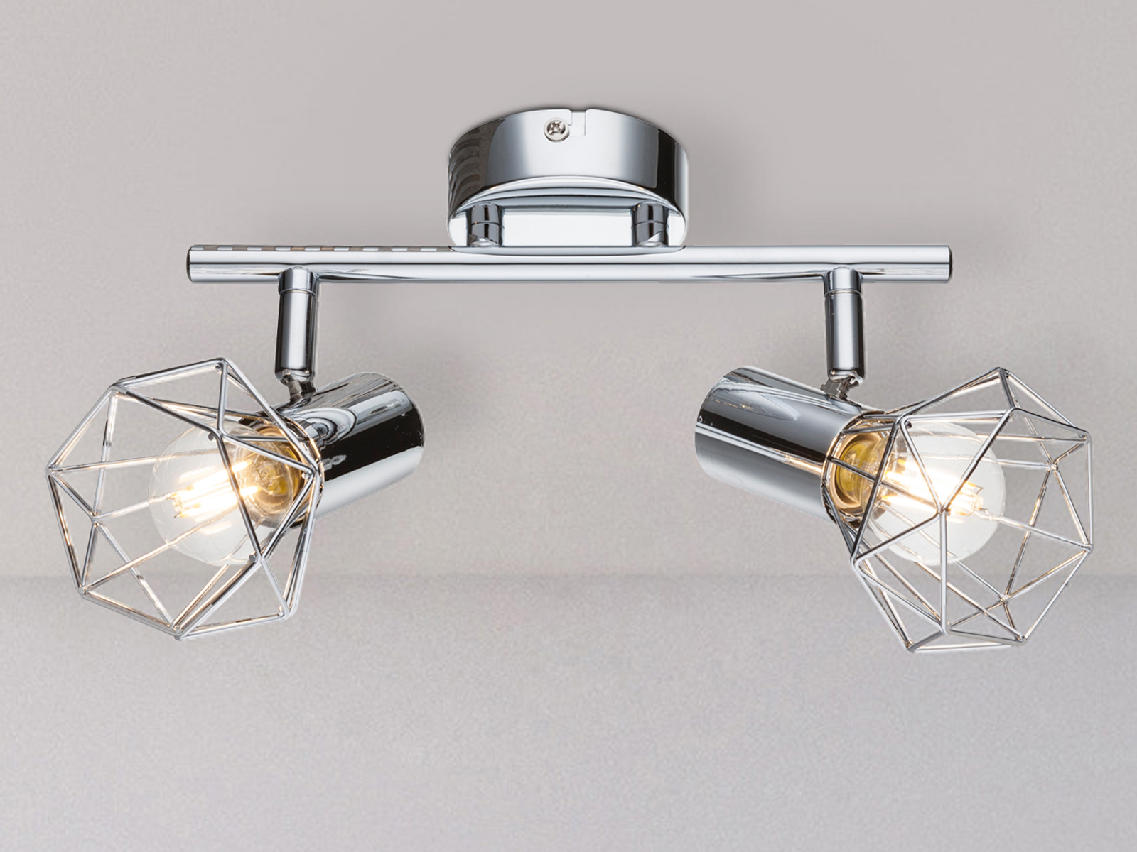Globo - Decken Lampe Spot Leuchte Wohn Ess Zimmer Balken Licht-schiene Silber Schwenkbar 54802-2