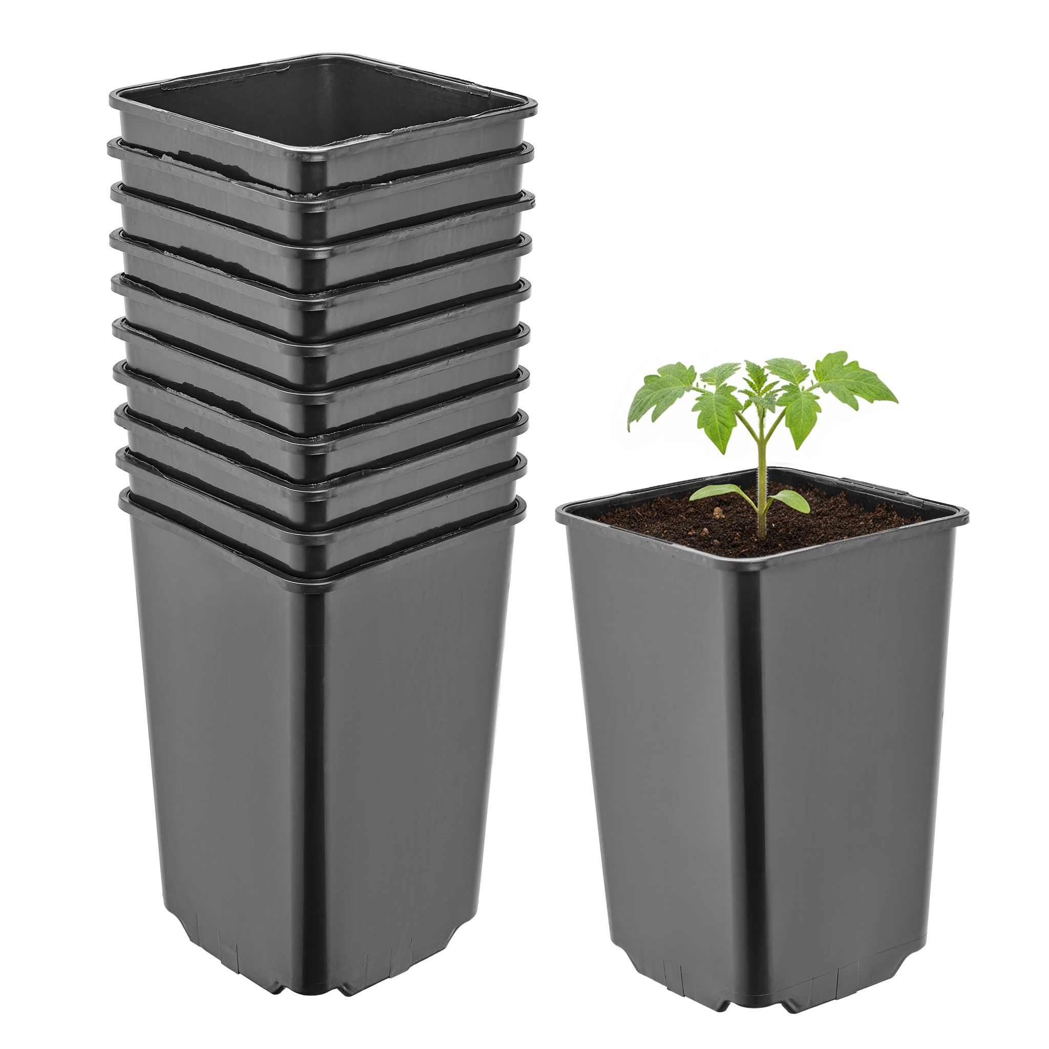Garronda Pflanztopf Kunststoff Hoch 9 X 9 X 14 Cm (0, 8l) 10er Set Eckig Mit Drainagelöchern Blumentopf Pp Pflanzgefäß Für Garten Gewächshaus