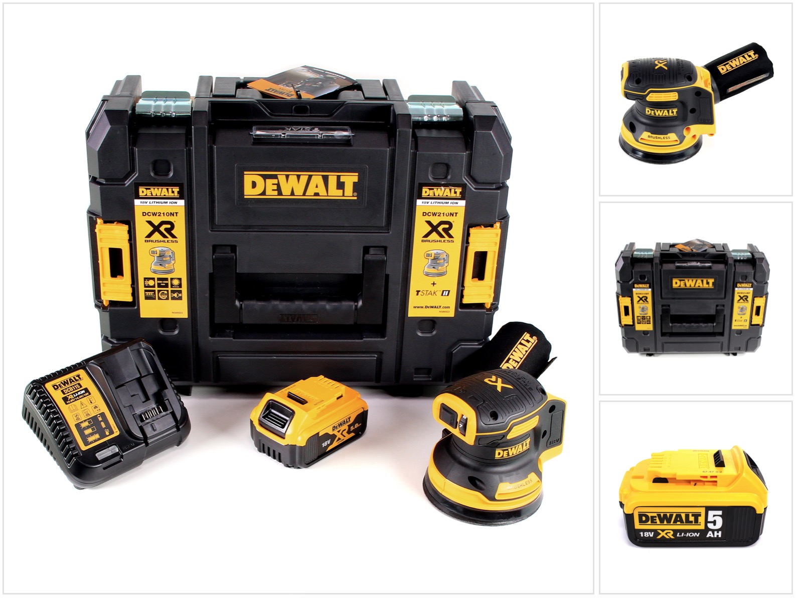 Dewalt Dcw 210 P1 Akku Exzenterschleifer 18v 125mm Brushless + 1x Akku 5, 0ah + Ladegerät + Tstak