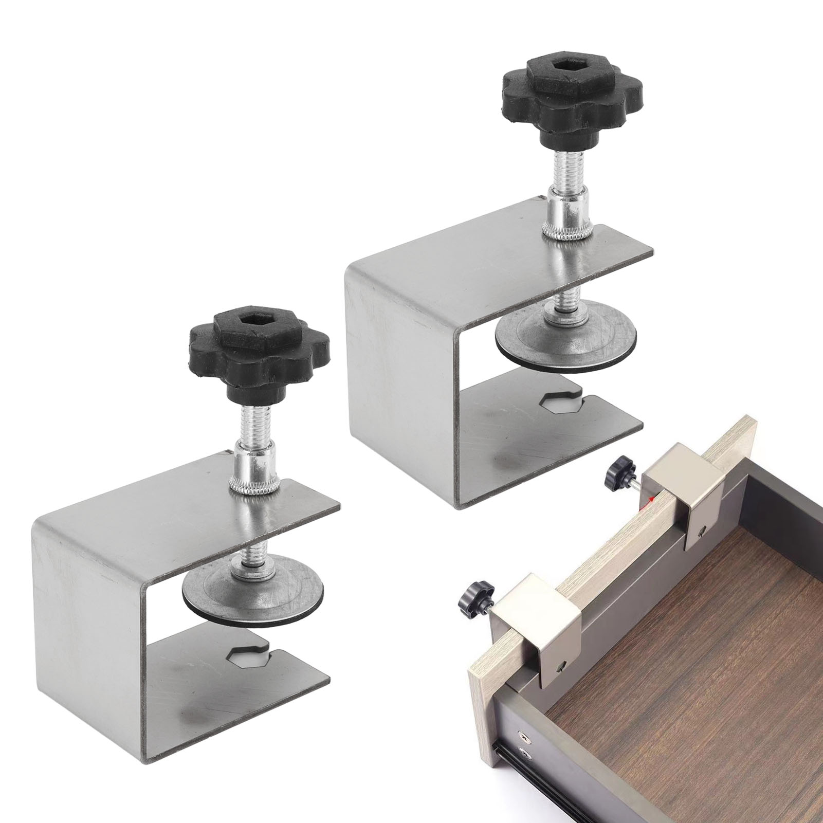 Serre-joints auxiliaires de perçage et positionnement pour panneaux, installation de tiroirs, acier laminé, lot de 2