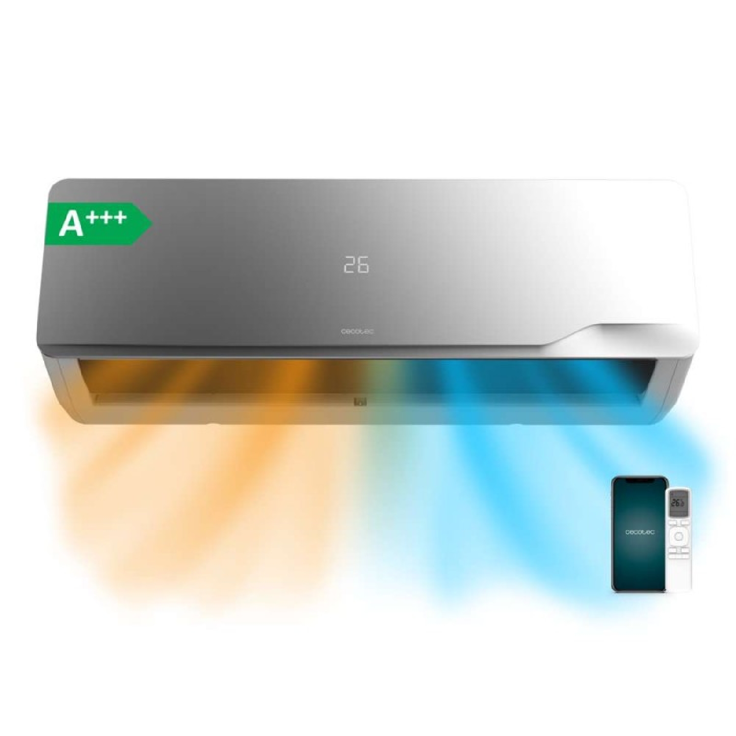 Cecotec Condizionatore Split Airclima 12000 Wind Connected A+++. Inverter, 12000 Btu, Efficienza A+++, Wi-fi App