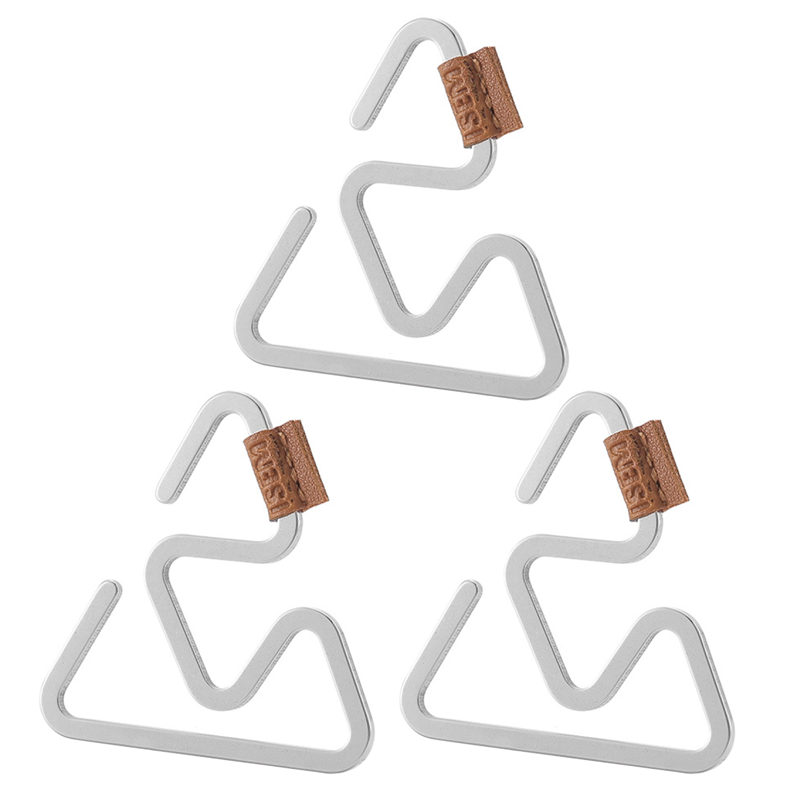 Crochets triangulaires extérieur en acier inoxydable et cuir, clip antidérapant, lot de 3