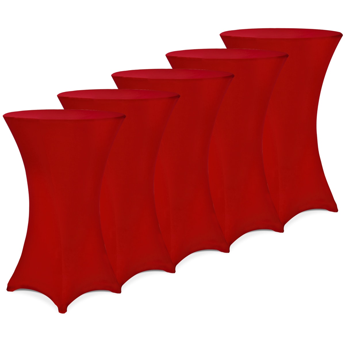 Detex® Stehtisch Husse 5er Set Ø60-65/70-75/80-85cm Farbwahl Stretch Stehtischhusse Überzug 5er Set Ø80 Cm / Bordeaux Rot