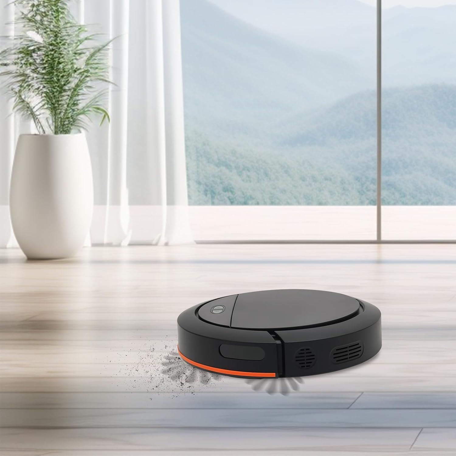 Cncest 3-In-1-Roboter, 120 Minuten Laufzeit, 2700Pa Saugkraft, Geeignet Für Tierhaare Teppich Und Harter Boden (Schwarz)