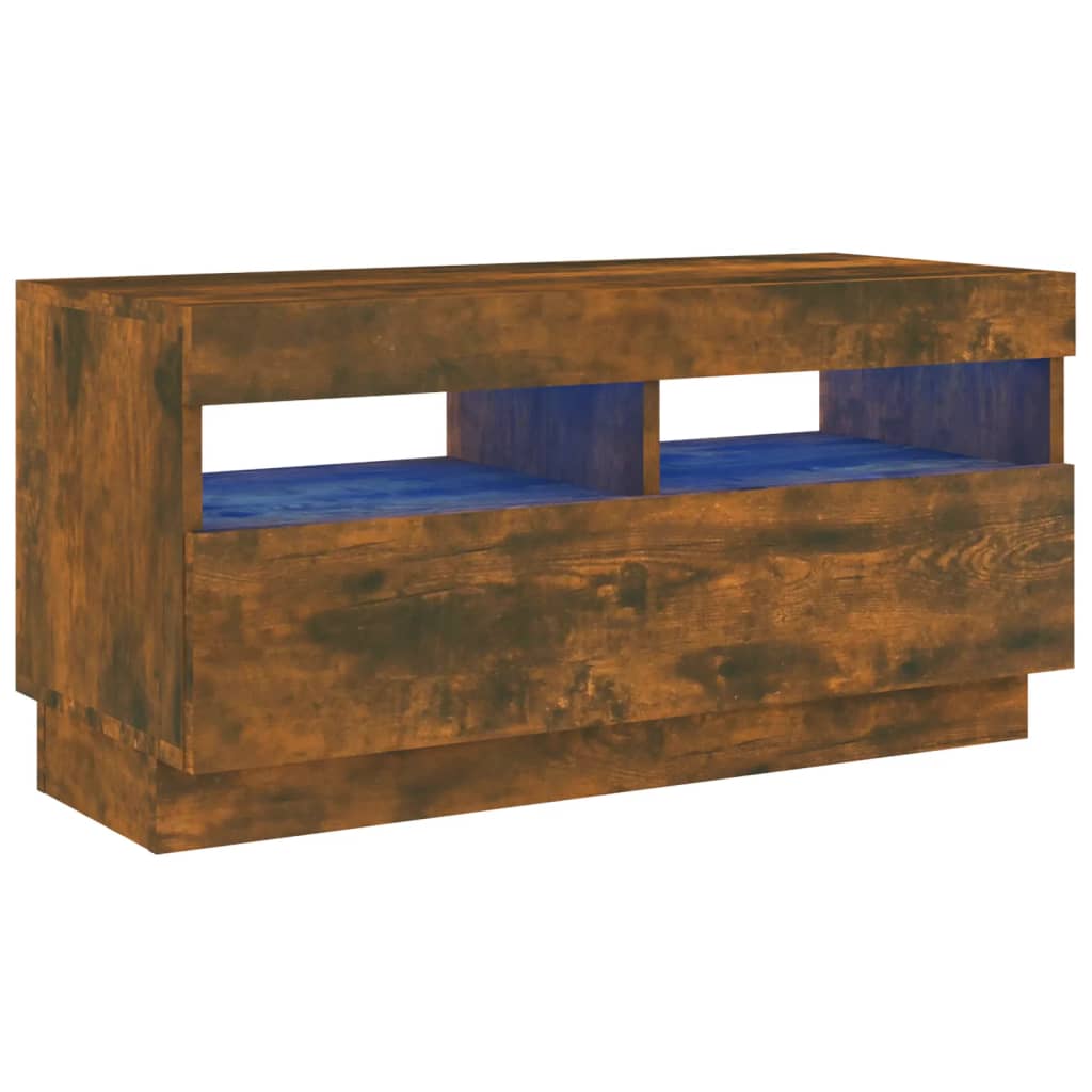Vidaxl - Tv Cabinet With Led Lights Smoked Oak 80x35x40 Cm