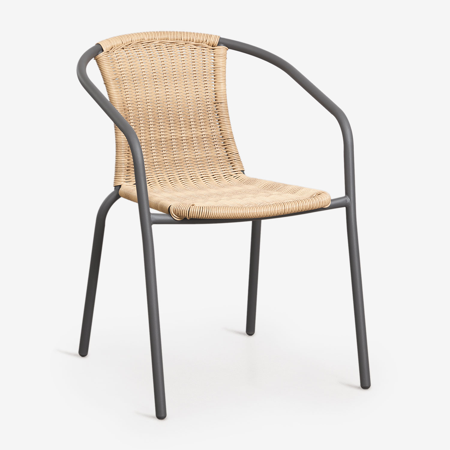 Chaise De Jardin Empilable Avec Accoudoirs En Acier Et Rotin
