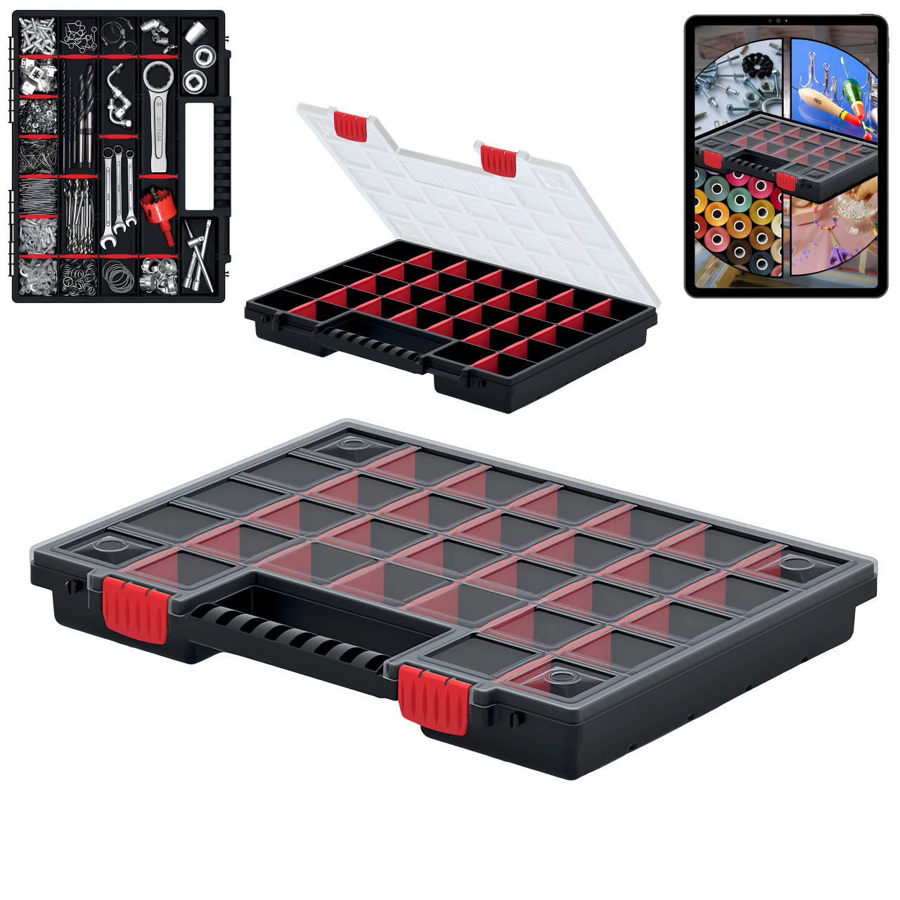 Kistenberg Schwarz Sortimentskasten Sortierbox Werkzeugkoffer Kleinteilemagazin Nors, Version: Kno40305s, 399 X 303 X 50