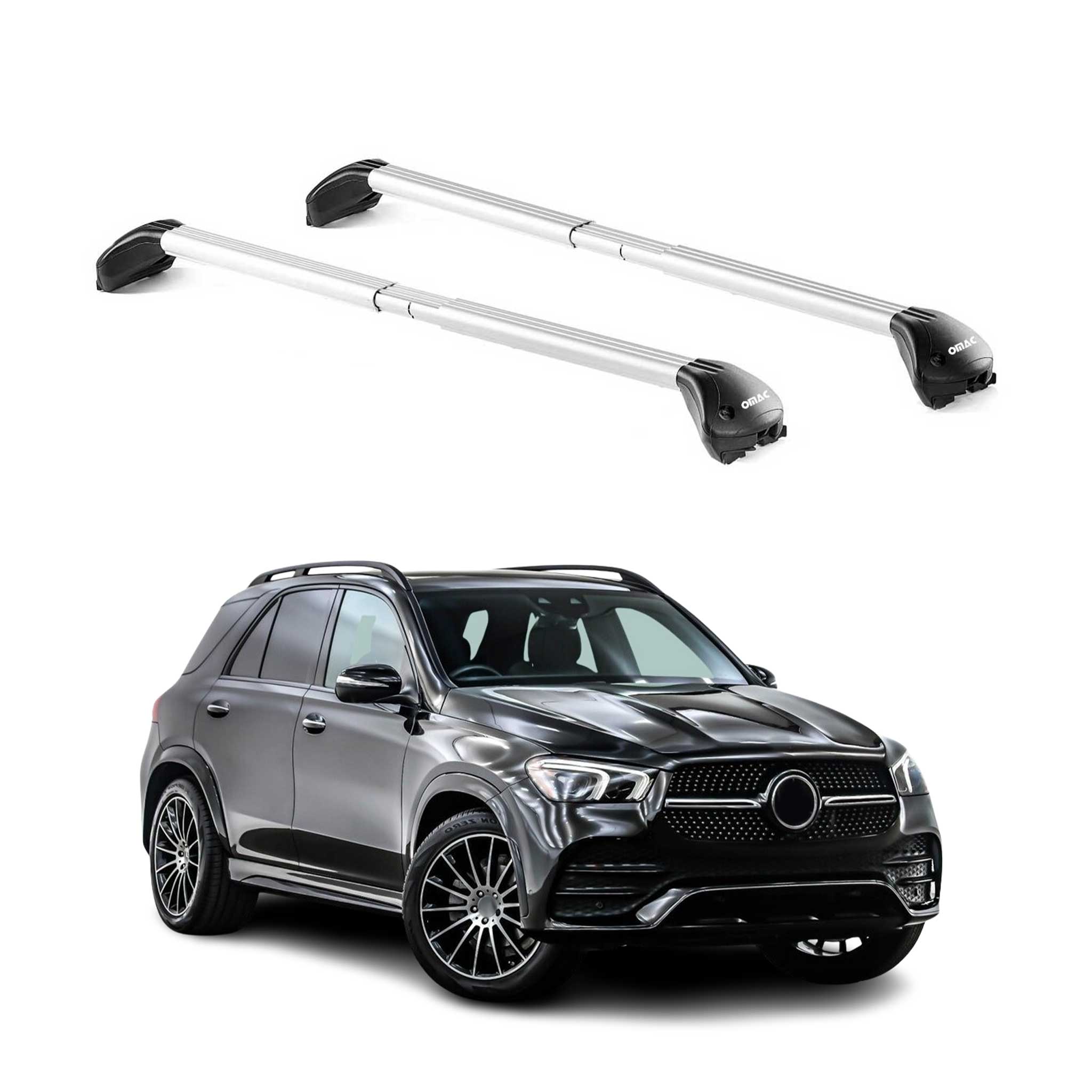 Omac Dachträger Querträger Tüv Geprüft Für Mercedes Gle W167 2019-2026 – Abschließbar (4 Schlösser) – Max 100 Kg – Edelstahlband + Gummischutz Silber 8683828939800