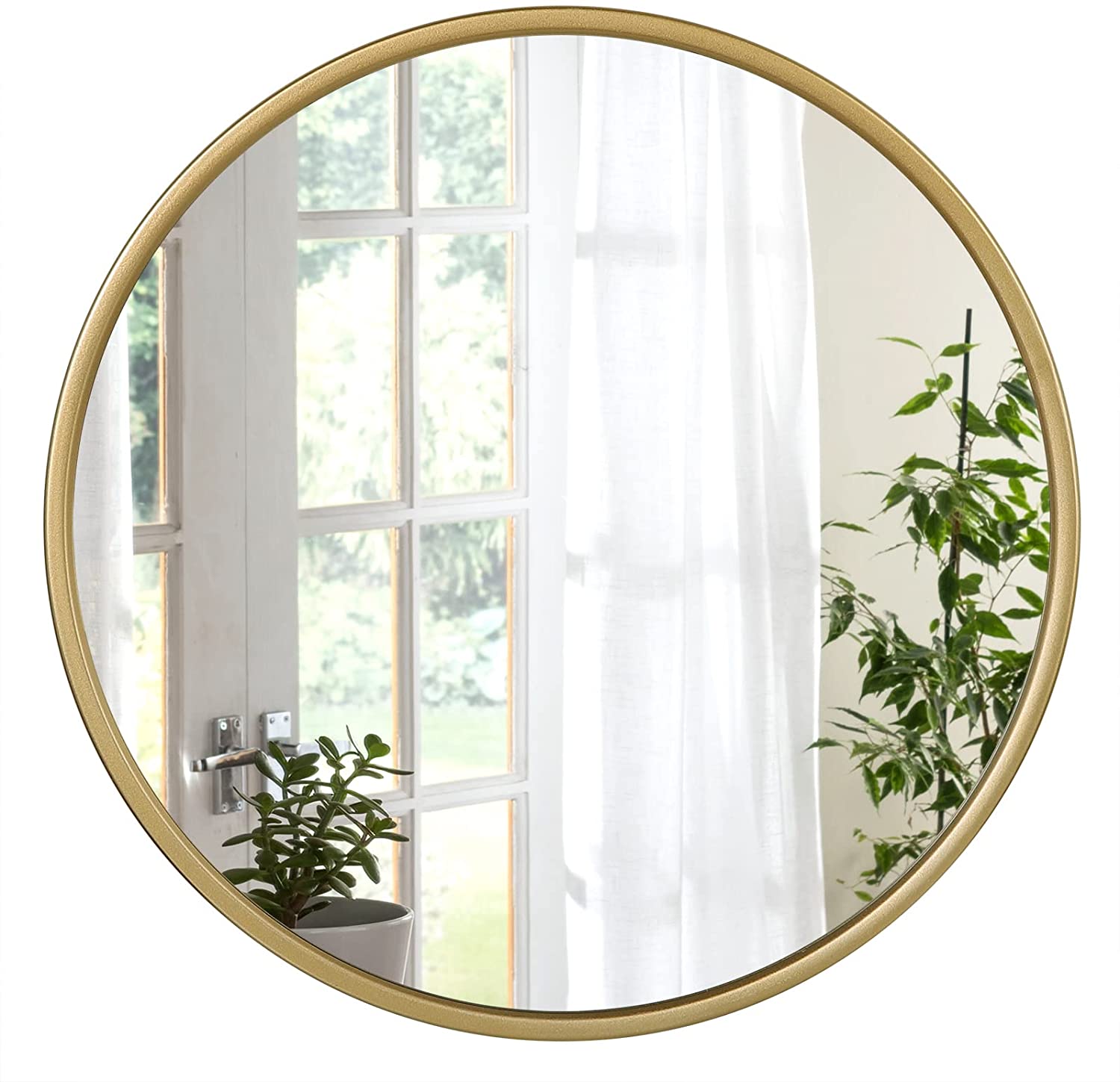 Woltu – Miroir Rond Mural 40x40cm – Cadre En Métal Doré – Miroir