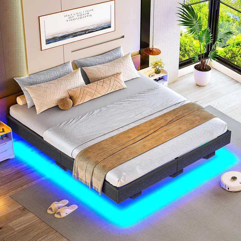 Lit 140x190 Cm Inre, Avec Lumières Led En Bas