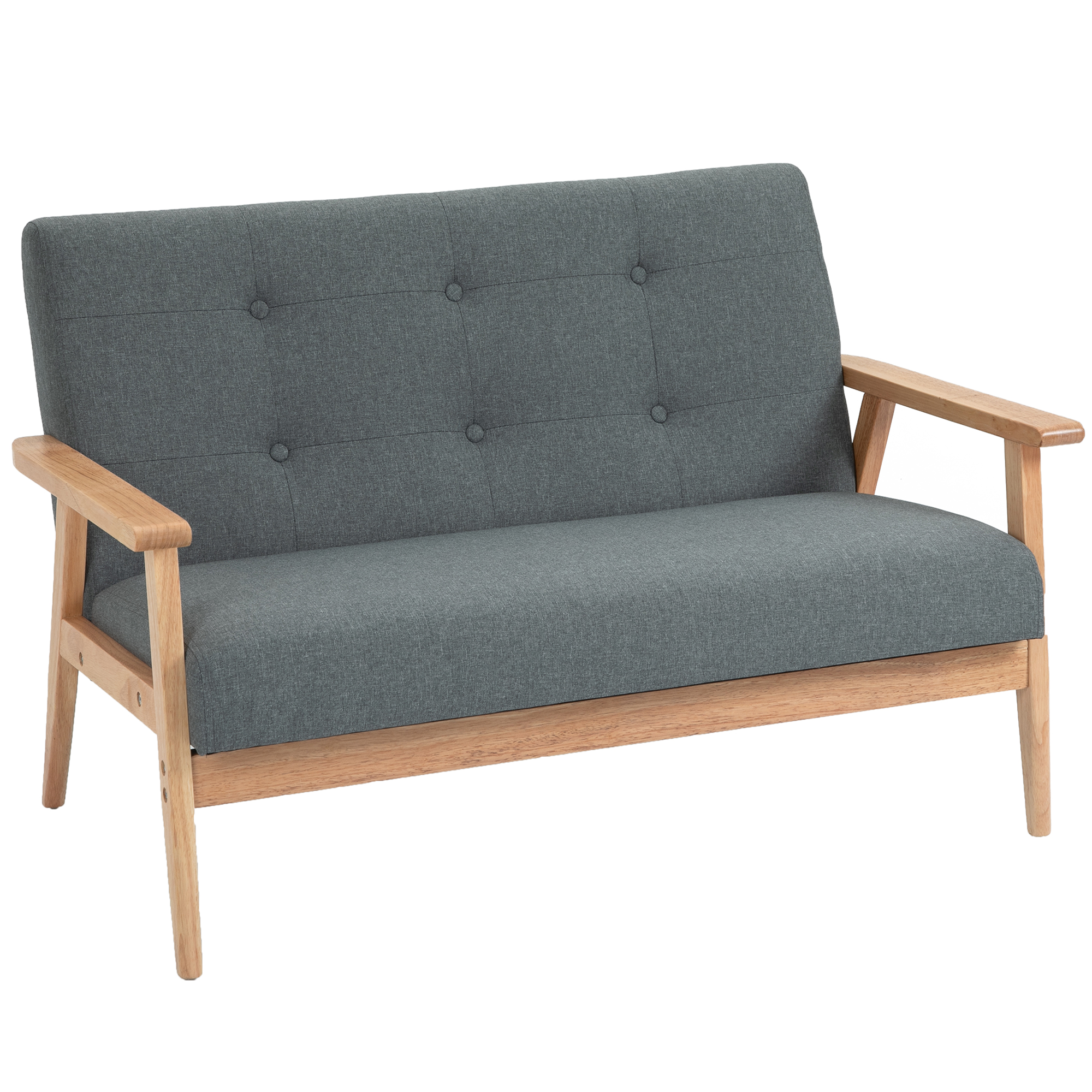 Homcom - 2-sitzer Sofa, Couch Mit Armlehnen, Rückenkissen, Wohnzimmersofa Mit Leinenoptik, Polstersofa Für Wohnzimmer, Schlafzimmer 115 X 66,5 X 73 Cm, Dunkelgrau