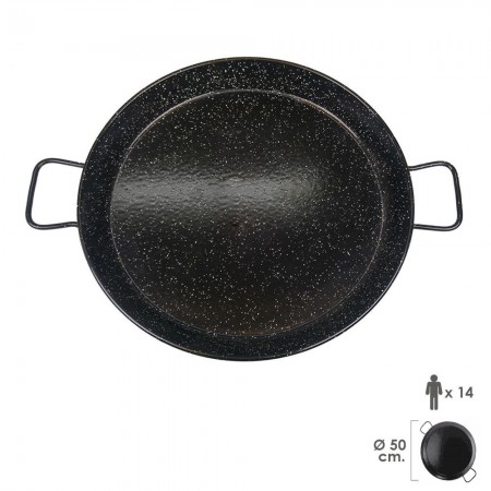Garcima Schwarz Emaillierte, Valencianische Paellapfanne 14 Personen / 50 Cm.