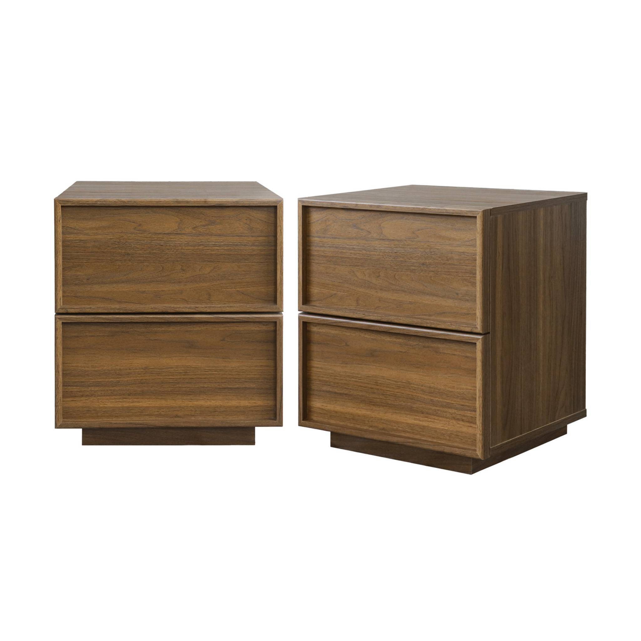 Sweeek Set Of 2 Wood Effect Bedside Tables With 2 Walnut Drawers, L 42 X D 38 X H 48cm - Kuba