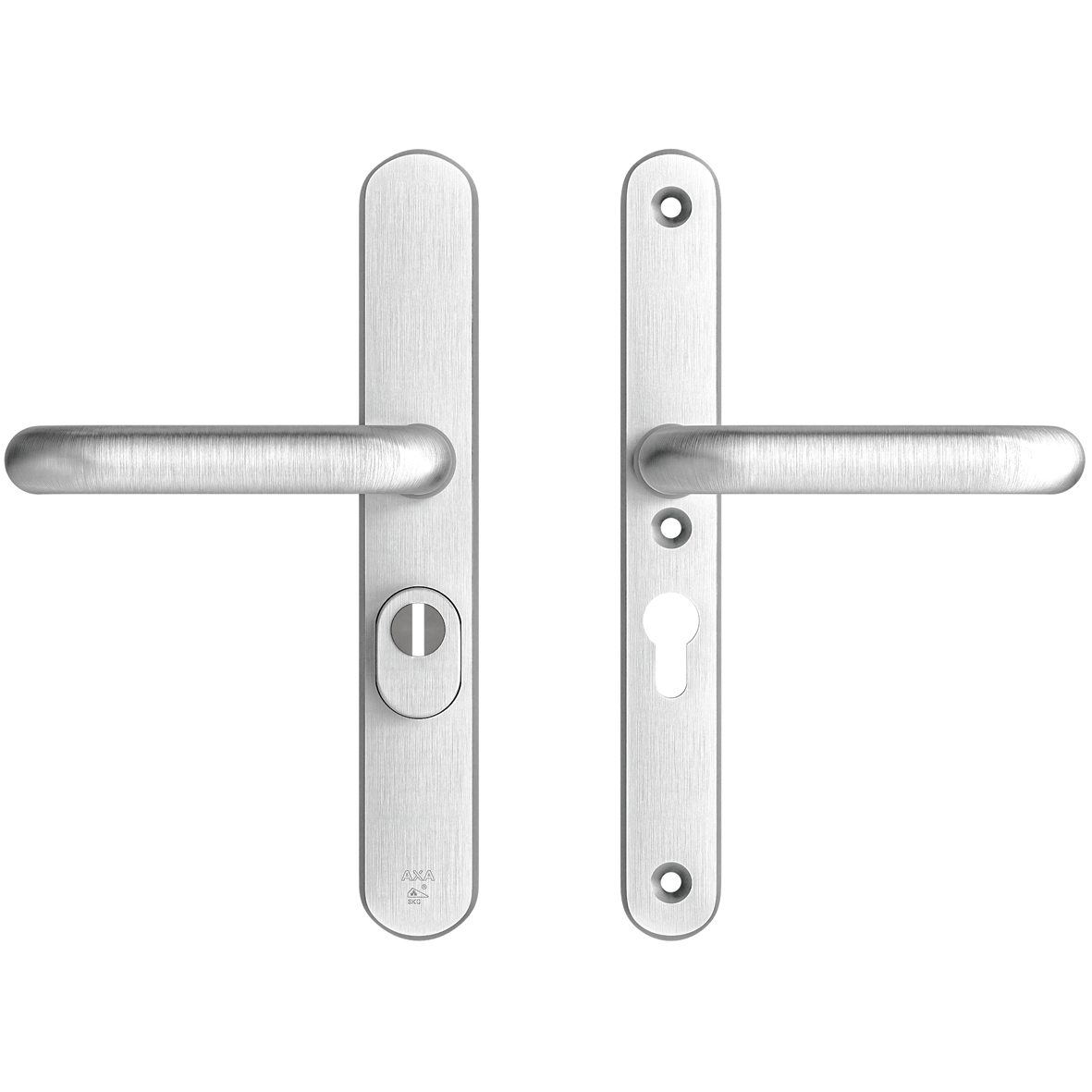Axa Sicherheitstürbeschlagset - Oval Plus - Türgriff Aus Aluminium - Knauf/griff - Pc72 Mit Kernzugsicherung