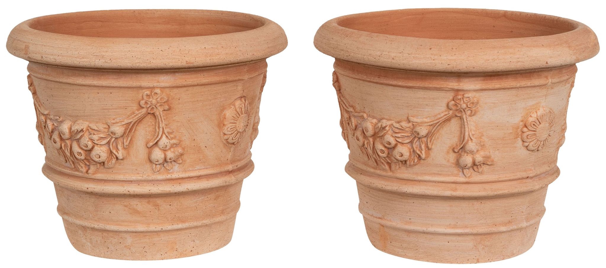 Biscottini – Ensemble De 2 Vases Ronds En Terre Cuite 30x25 Cm