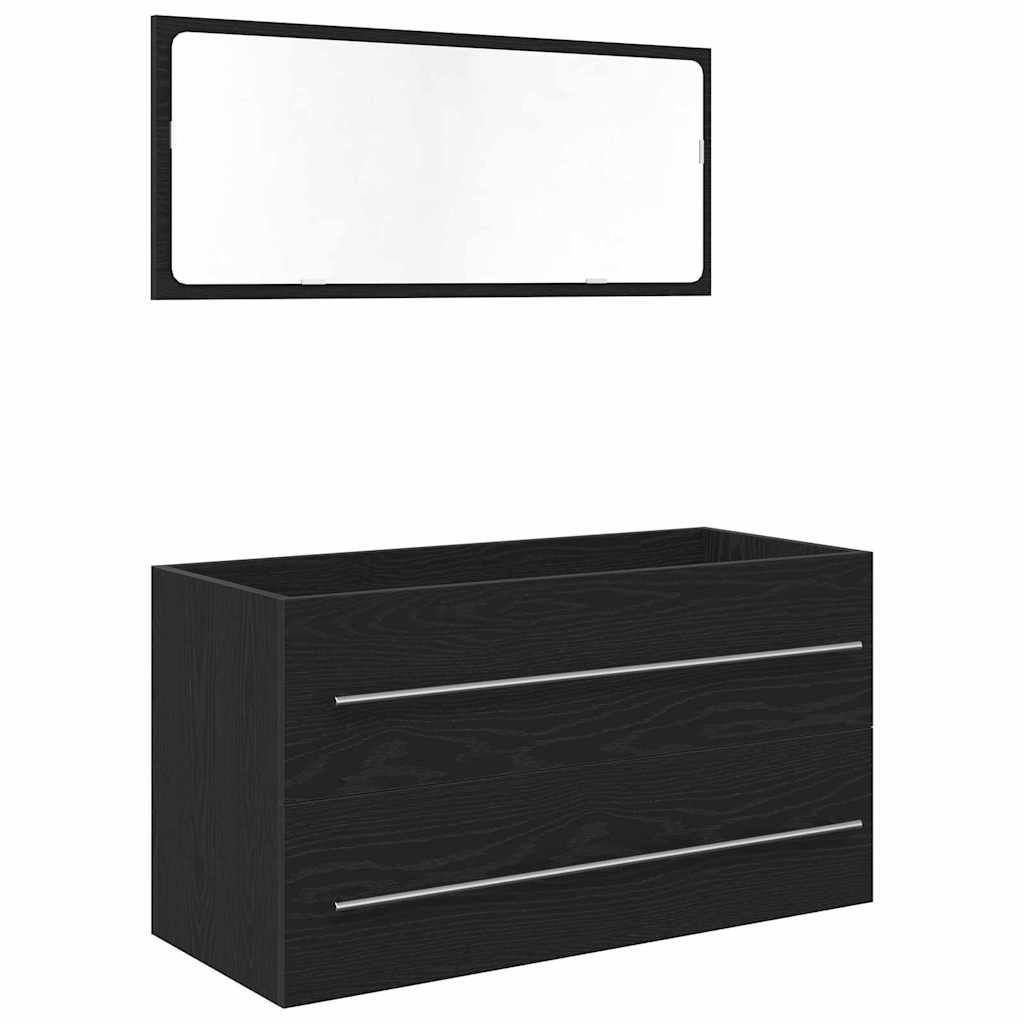 Vidaxl Mobile Lavabo Rovere Nero 90 X 45 X 1.5 Cm Legno Ingegnerizzato