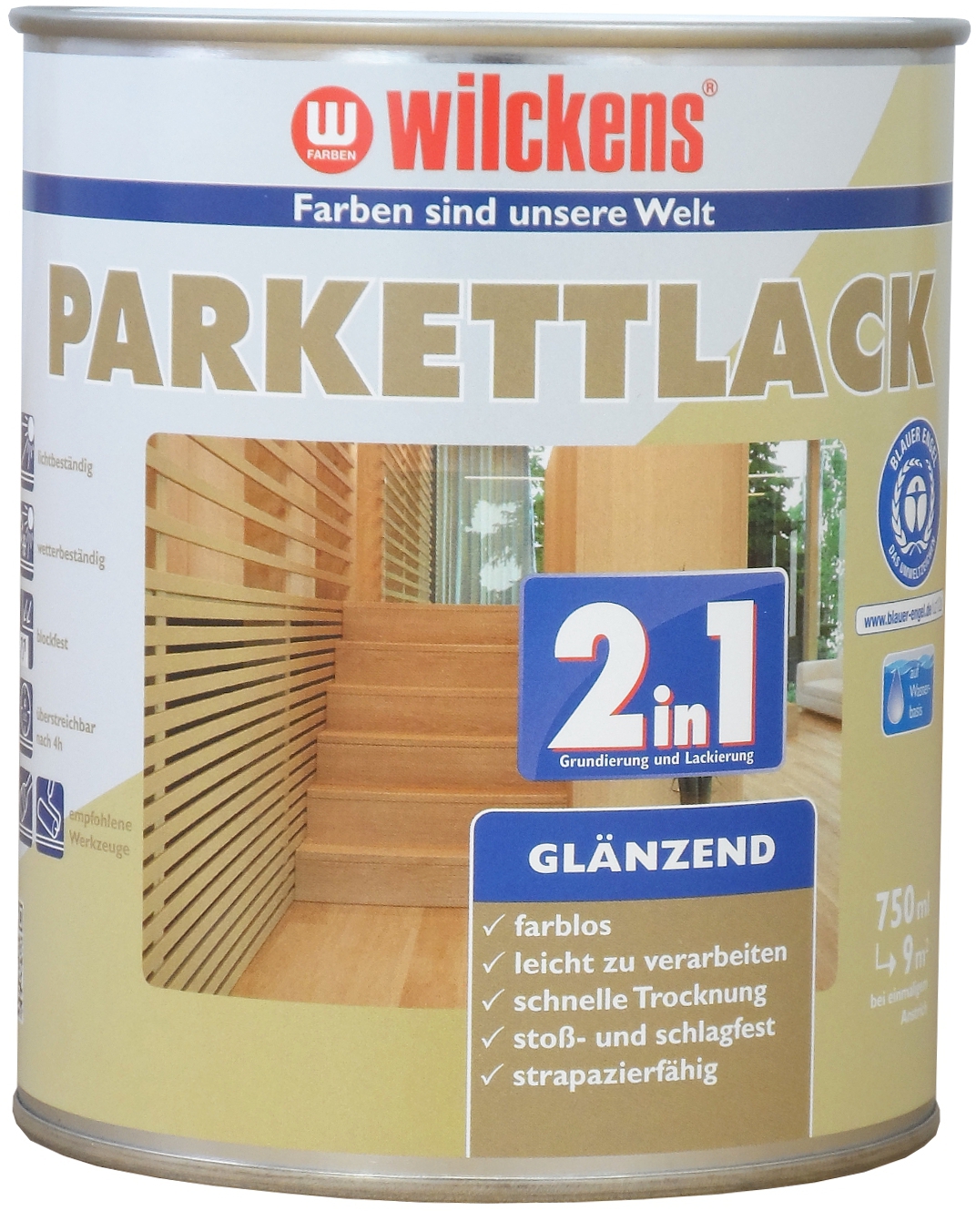 Wilckens Parkettlack 2in1 Farblos Glänzend 0,75l 10400100050