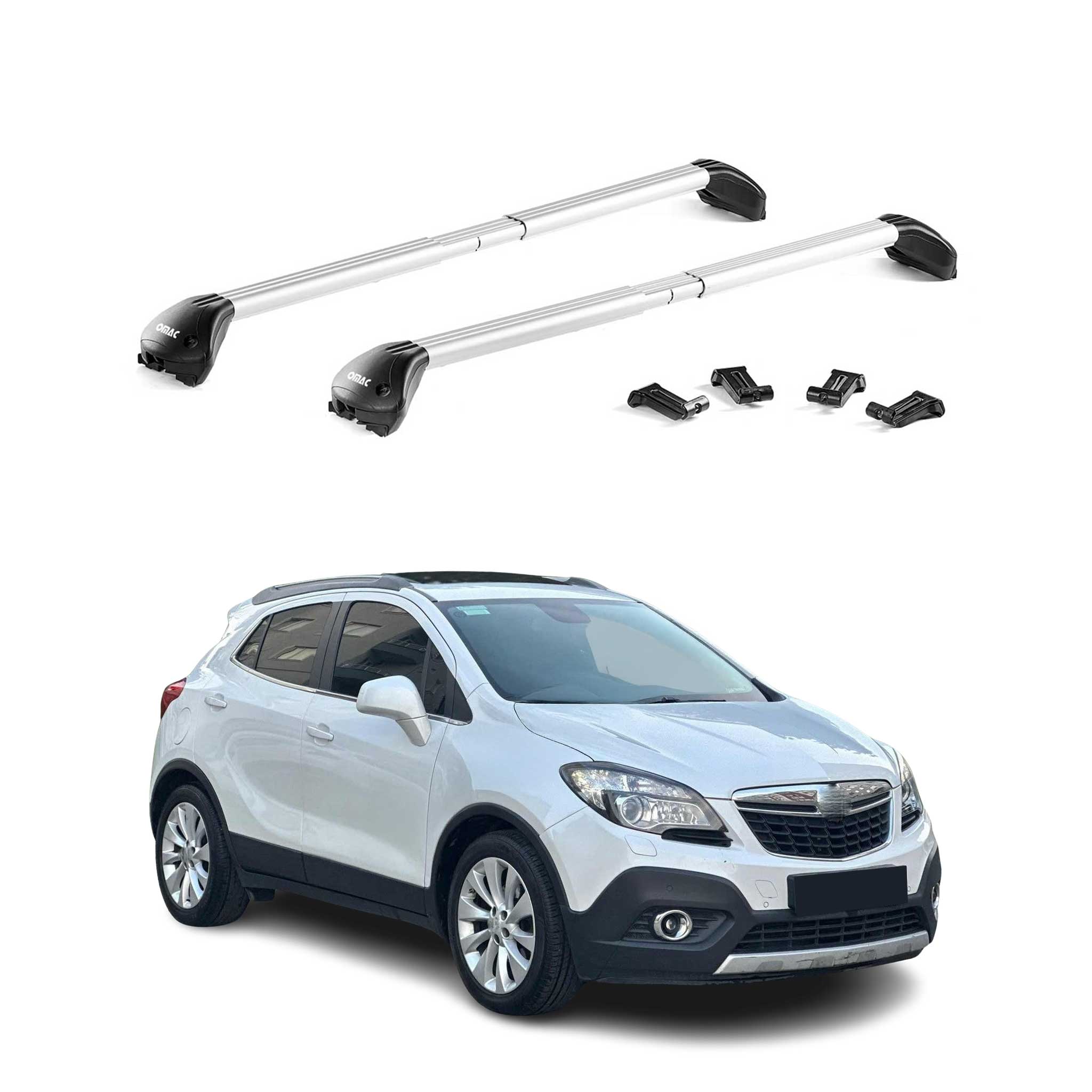 Omac Dachträger Querträger Tüv Geprüft Für Opel Mokka I 2012-2019 – Abschließbar (4 Schlösser) – Max 100 Kg – Robuste Befestigung Silber 8683828940134