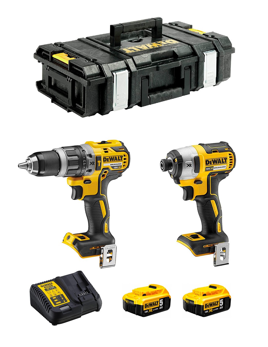 Dewalt Dck 266 P2t Akku Kombo Kit 18 V + Dcf 887 Schlagschrauber + Dcd 796 Schlagbohrschrauber + 2X Akku 5,0 Ah + Ladegerät