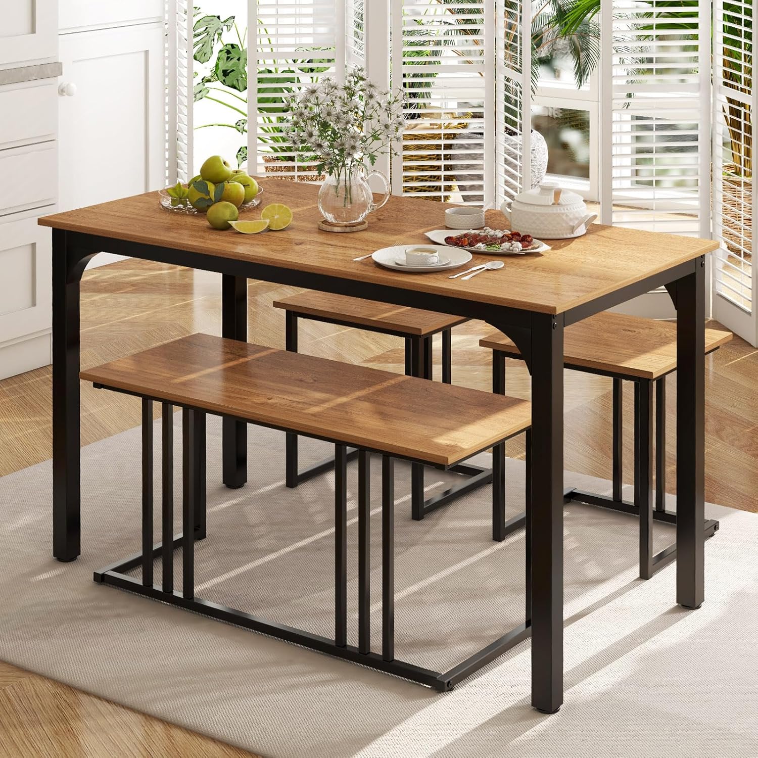 Costway – Ensemble Table Et Chaises 4 Pièces – Table Industrielle