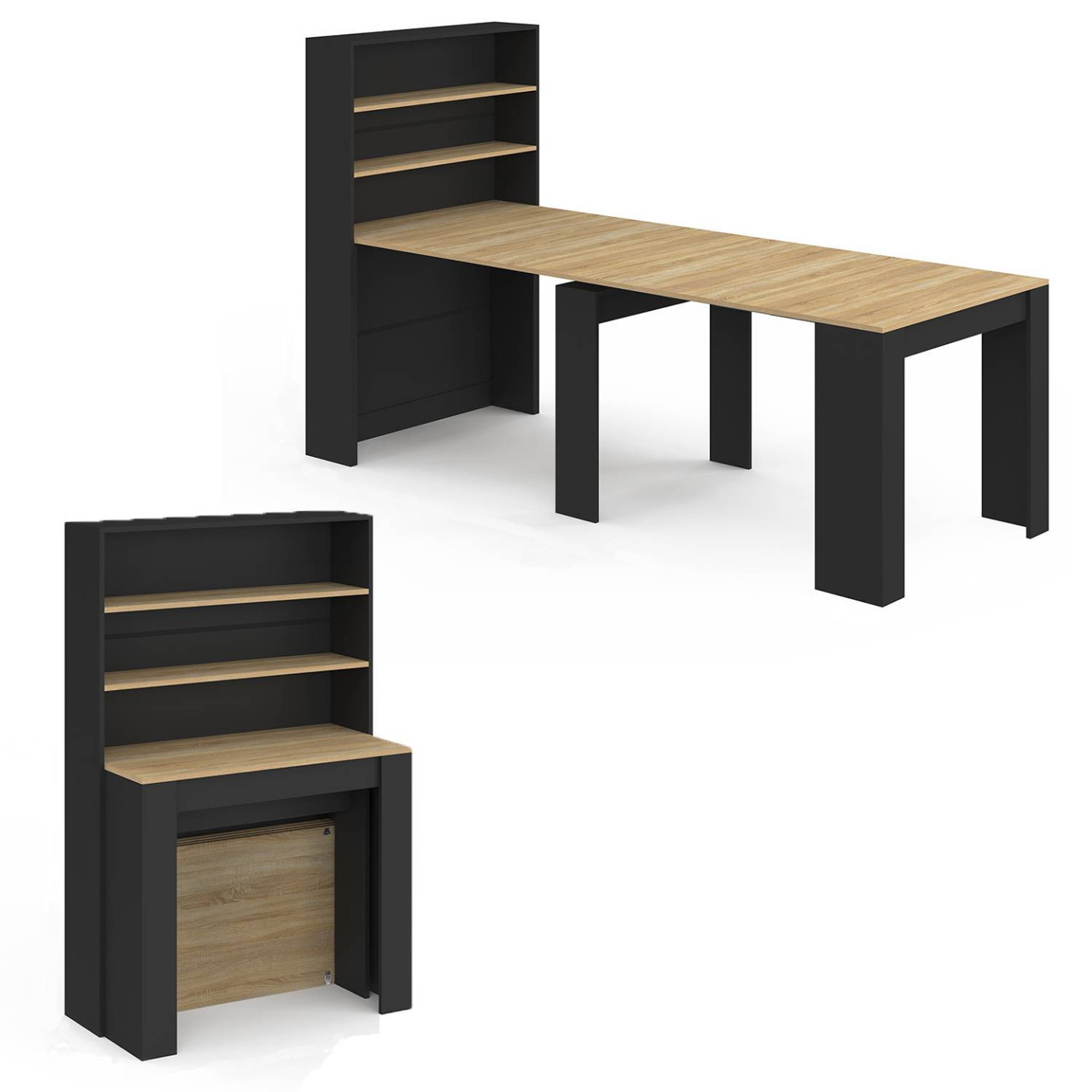 Idmarket – Table Buffet Haut Extensible 8 Personnes – Bois Noir Et