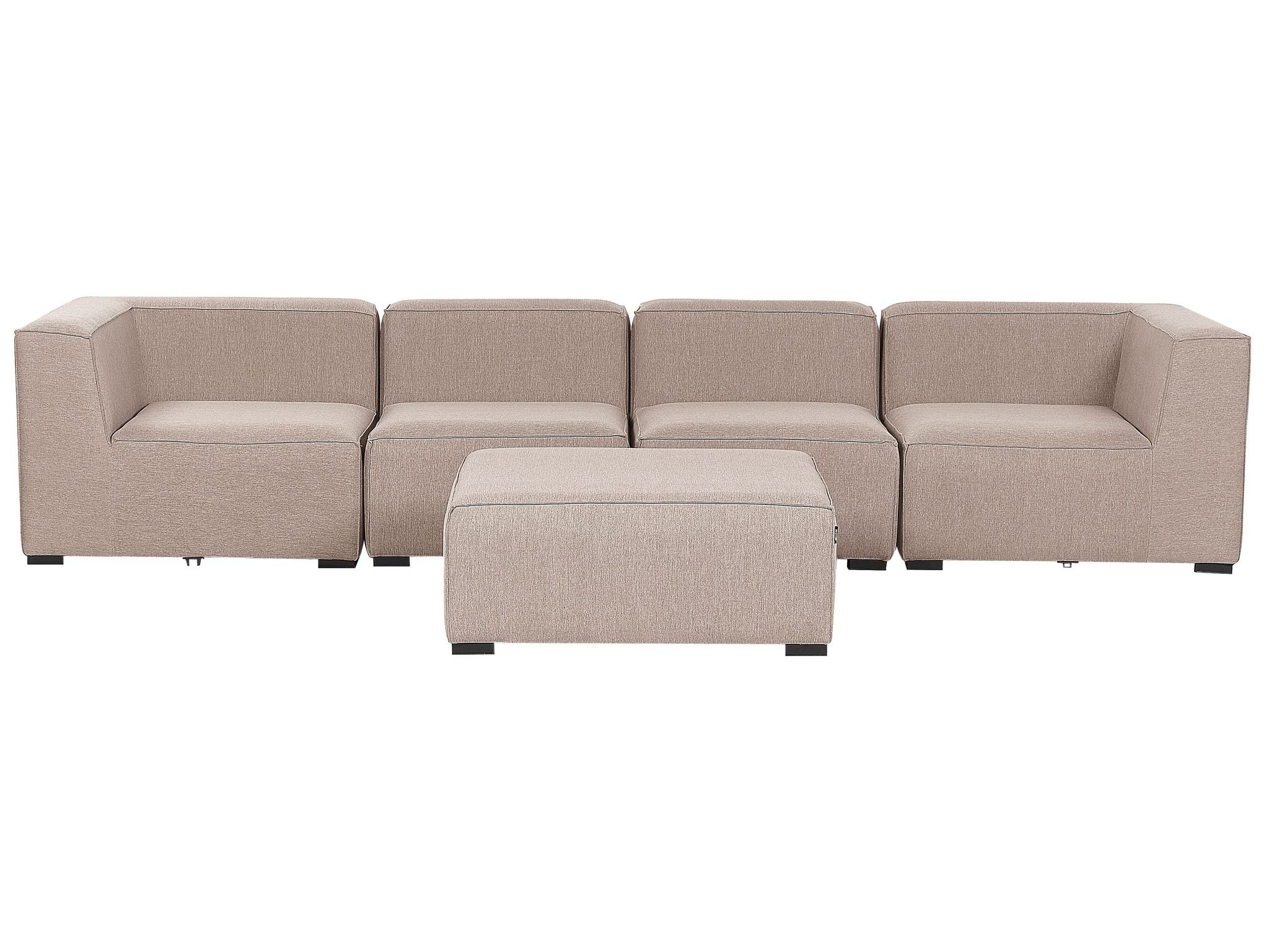 Beliani - Garden Sofa Set With Ottoman Upholstered Modular Pieces Beige Arezzo