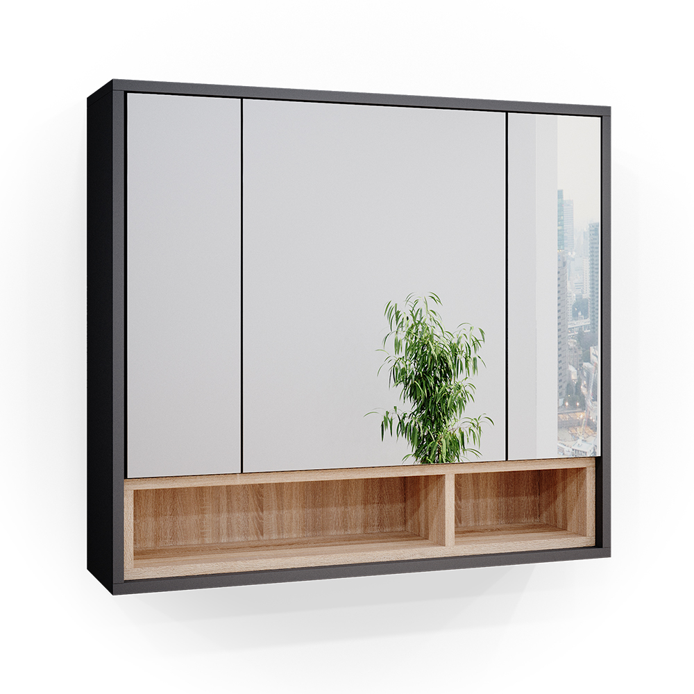 Vicco Specchio Contenitore Bagno Beatrice, Antracite, 80 X 72 Cm