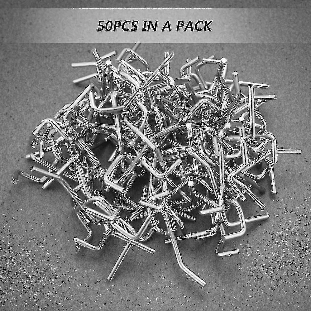 Crochets métalliques pour panneaux perforés, entraxe 2,5 cm, diamètre 0,6 cm, lot de 50