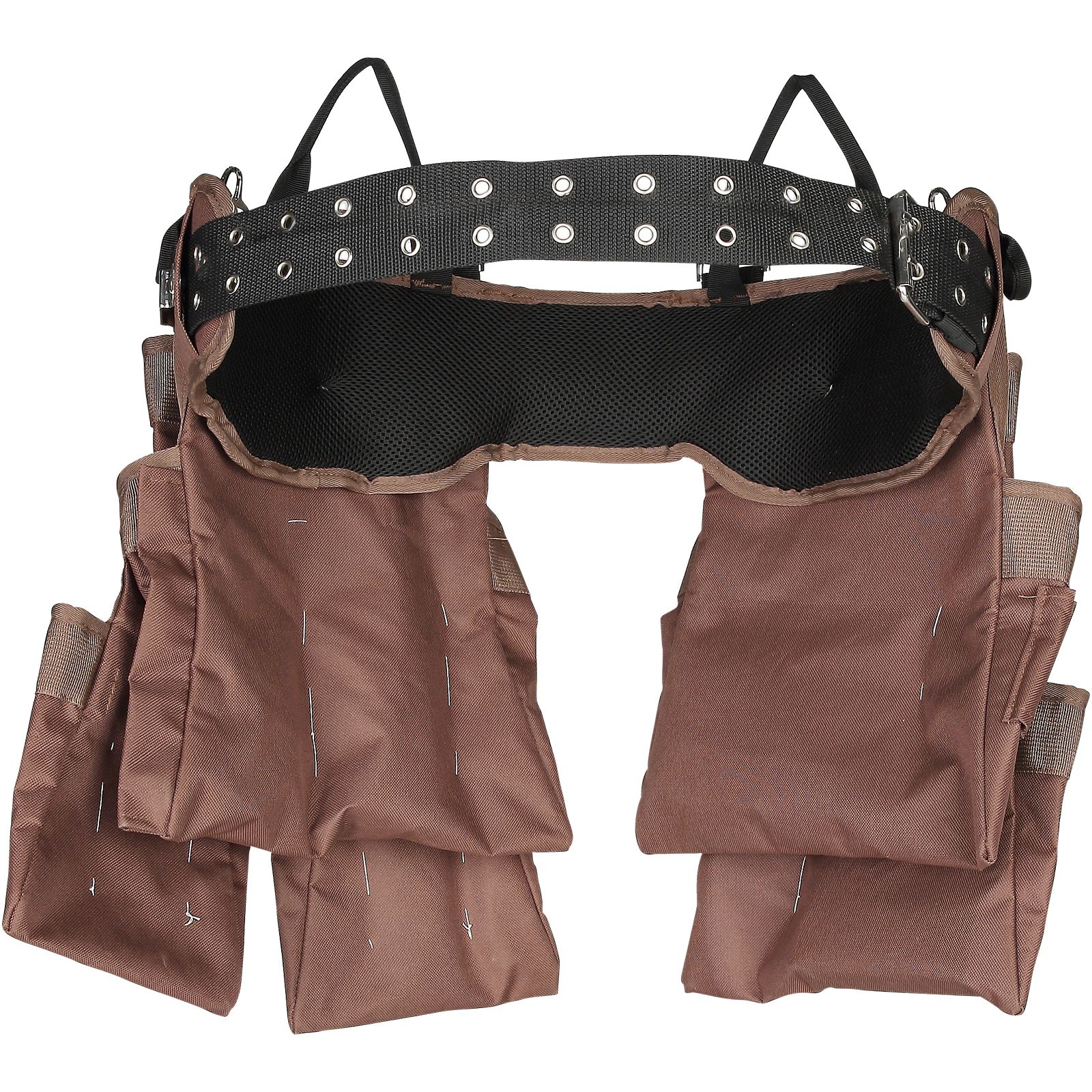 Ceinture porte-outils réglable 81-137 cm en polyester, 19 poches, sacoche amovible, marron